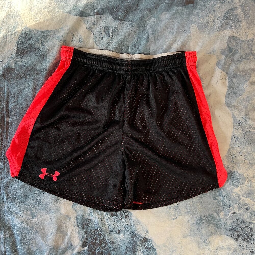 Ladies Under Armour Black and Neon Mesh Shorts, Medium